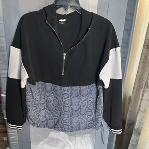 Avia Black & Gray Snake-Print Half-Zip Pullover with pants Athleisure wear